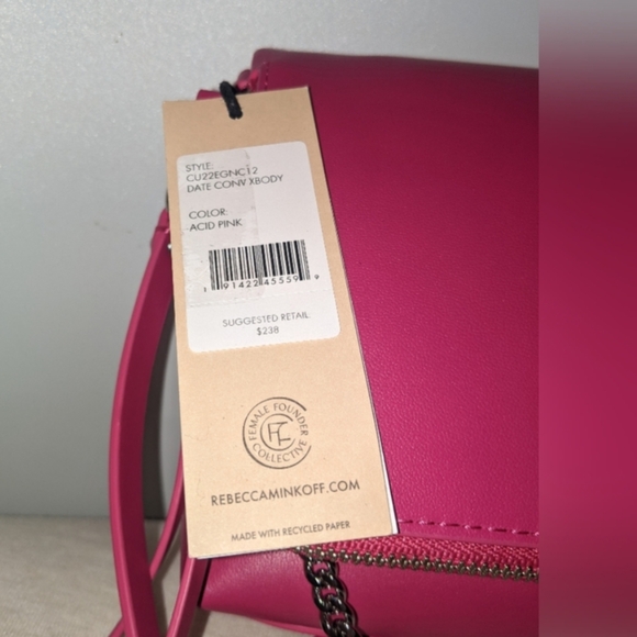 Rebecca Minkoff crossbody. Acid pink. 7" tall 11" wide. BNWT - Picture 2 of 13